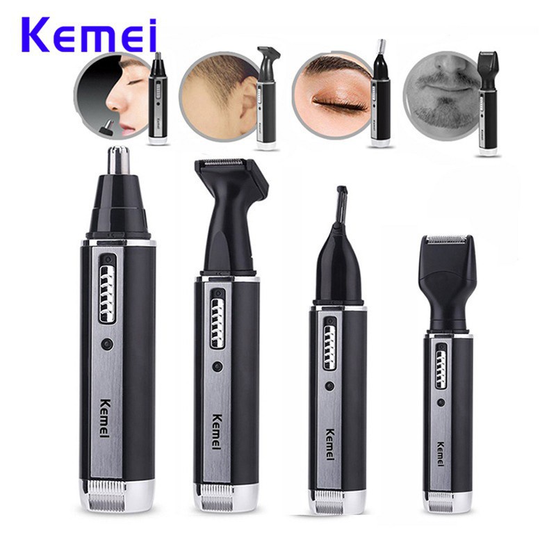 Kemei km @ - @ 6630 4 Em 1 Aparador Elétrico De Nariz E Orelha, Aparador Recarregável, Barba, Sobrancelha em Oferta na Shopee