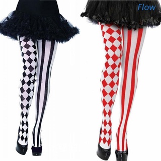 Flow Halloween Partido Cosplay Meia-Calça Xadrez Diamante Listrado Impressão De Corpo Inteiro Calças Justas Traje Palhaço Stoc