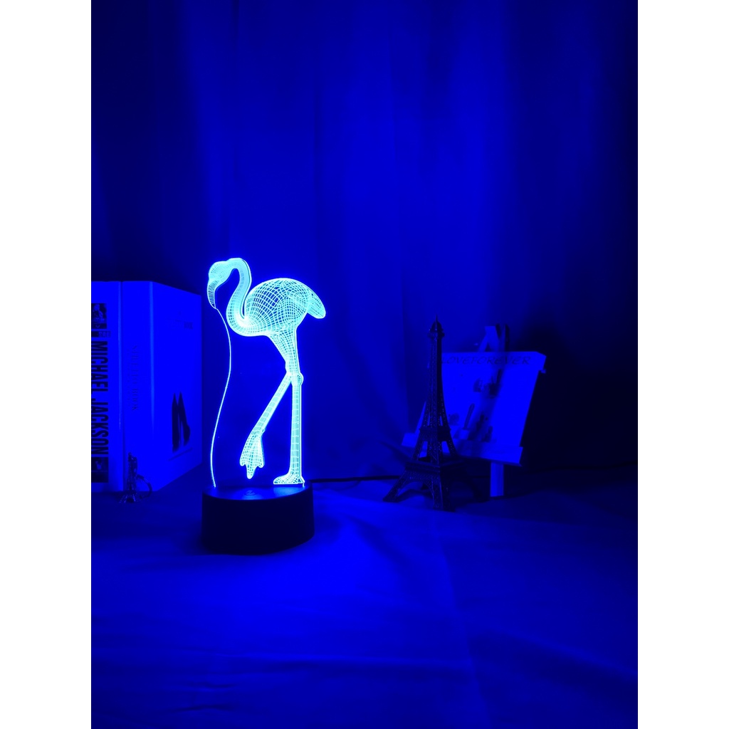 Lâmpada Noturna Acrílica De Ilusão 3d Flamingo Mudança De Cor Sensor De Toque Para Decoração De Quarto Luz Infantil