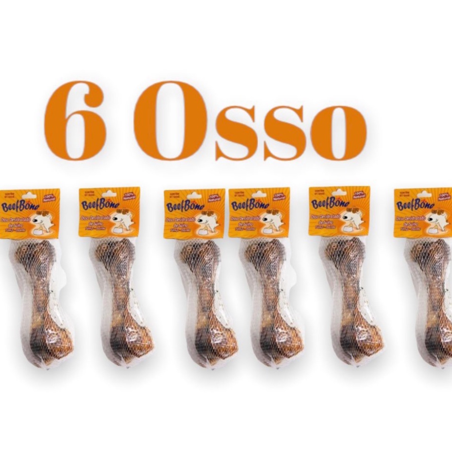 Kit 6 Osso Defumado Natural Para Cachorro Diversão Pet Mordedor Desidratado em Oferta na Shopee