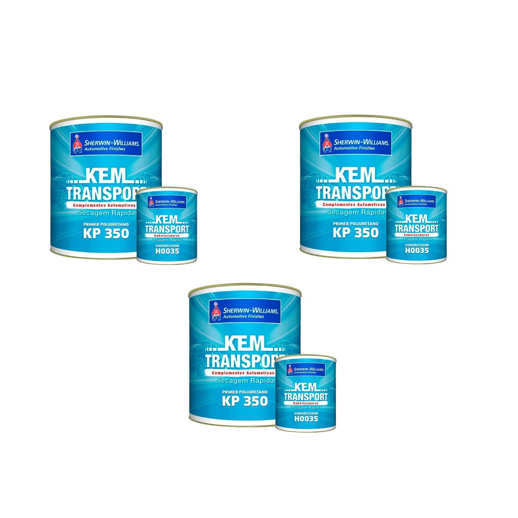 Primer PU Automotivo Cinza Sherwin Williams 3UNIDADES KP-350 Com Catalisador 900ml em Oferta na Shopee