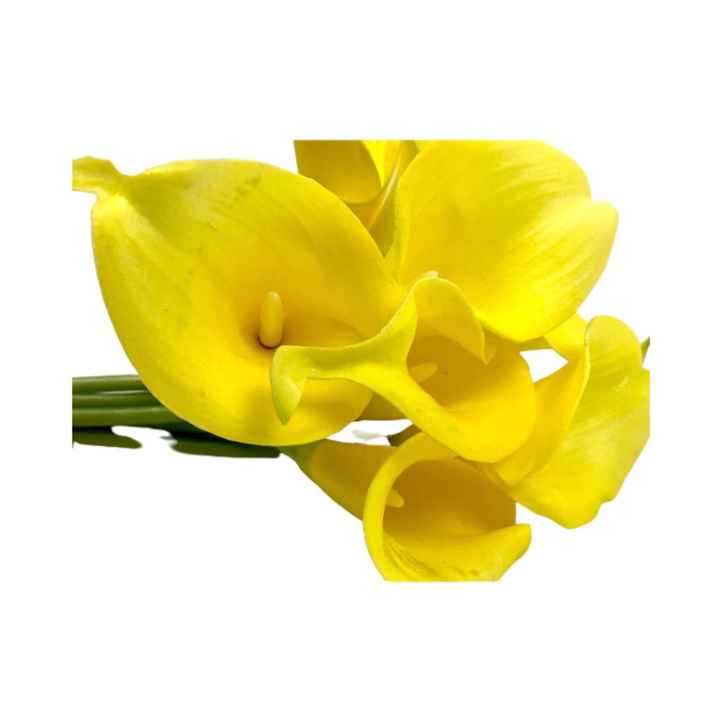 10 Buquê Flores Copo de leite Planta Artificial Amarelo 35cm | Shopee Brasil