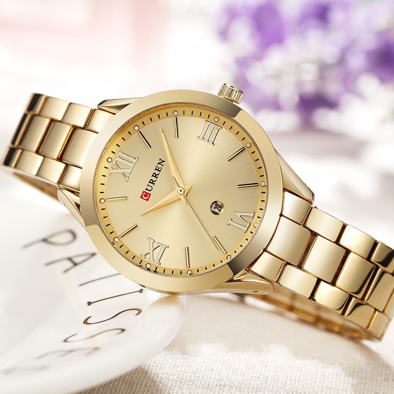 Curren Relógio Feminino De Quartzo À Prova D 'Água Em Aço Inoxidável 9007x