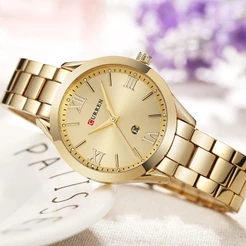 Relógio Feminino De Quartzo À Prova D'água Curren Em Aço Inoxidável 9007 x