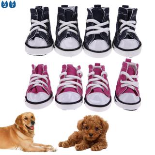 4pcs Classic Denim Canvass Style Pet Dog Shoes em Oferta na Shopee