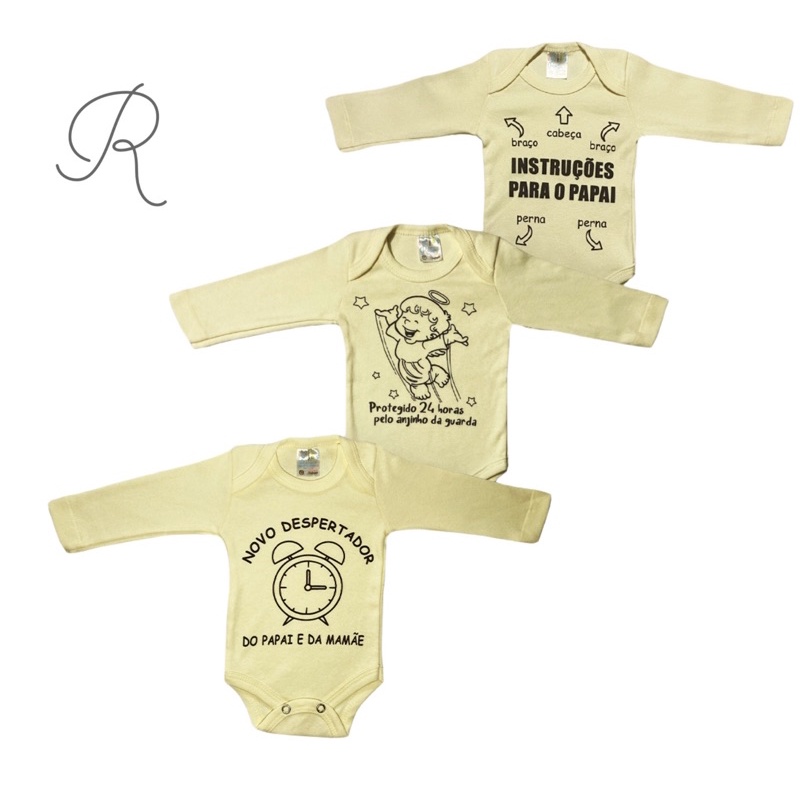 Kit Body 3 Peças Bebe Infantil Frases Rn E Pp | Shopee Brasil