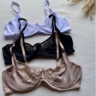 Sutiã Comum De Microfibra Sem Bojo Com Aro E Detalhe Em Renda Lingerie