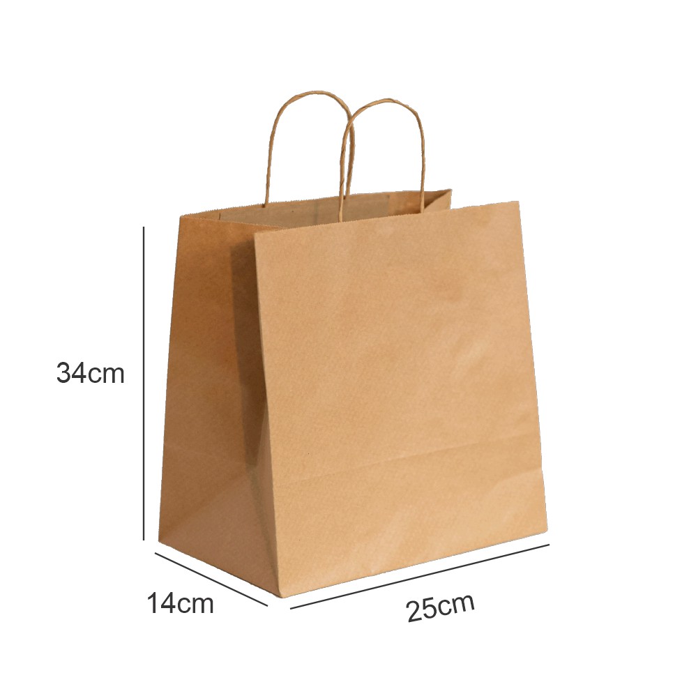 Sacola Kraft com alça 25x14x34 Parda ( 10 Unidades ) em Oferta na Shopee