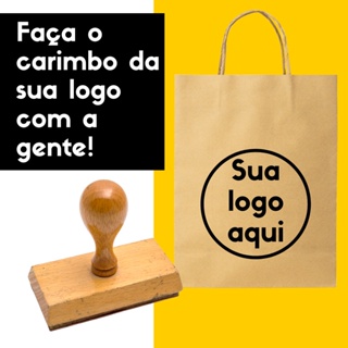 Carimbo Personalizado para Embalagens, Sacola Kraft Com a Sua Logo - Medidas de 2cm a 10cm em Oferta na Shopee