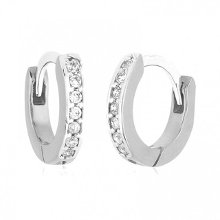 Brinco Masculino e Feminino Argola Cravejada Par Aço