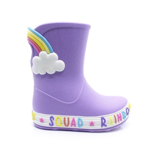 Galocha Bota Infantil Plugt Menina Confortável Leve Macio Nuvem Arco Iris Glitter Lilás