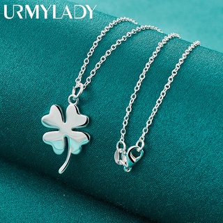 URMYLADY Colar Pingente De Prata Esterlina 925 Folhas 16-30 Polegadas Corrente Para Mulheres Festa De Casamento Jóias Da Moda