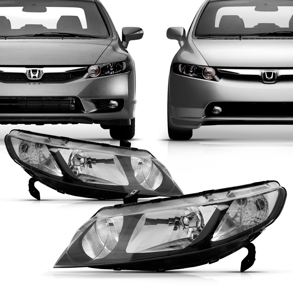 Par Farol Civic 2007 2008 2009 2010 2011 Foco Duplo Máscara Negra em Oferta na Shopee