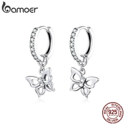 BAMOER Butterfly 925 Silver Hoop Earring