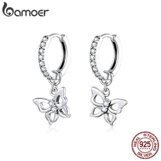 BAMOER Butterfly 925 Silver Hoop Earring