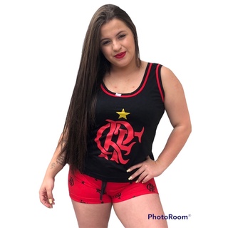 Pijama Time Futebol Flamengo Baby Dool Feminino Adulto Regata de Malha Algodão Verão Primavera Atacado Revenda Sexy Short Blogueira Temático Personagem Disney