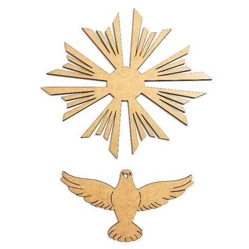 Aplique Divino Espírito Santo Cru 8cm MDF Sem Pintura