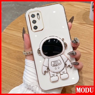Capa De Luxo Para Celular Galvanizado Xiaomi Redmi Note 10 5G POCO M3 Pro 4G 5G Nota 10T 5G Macaron Cor Com Suporte De Astronauta De Alta Qualidade