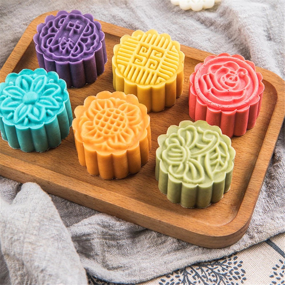 6 Pcs Flor Molde Mooncake Lua Selo Bolo Cortador De Biscoitos Imprensa Mão Fondant Do De Pastelaria Baking Ferramenta Da Cozinha Ferramentas