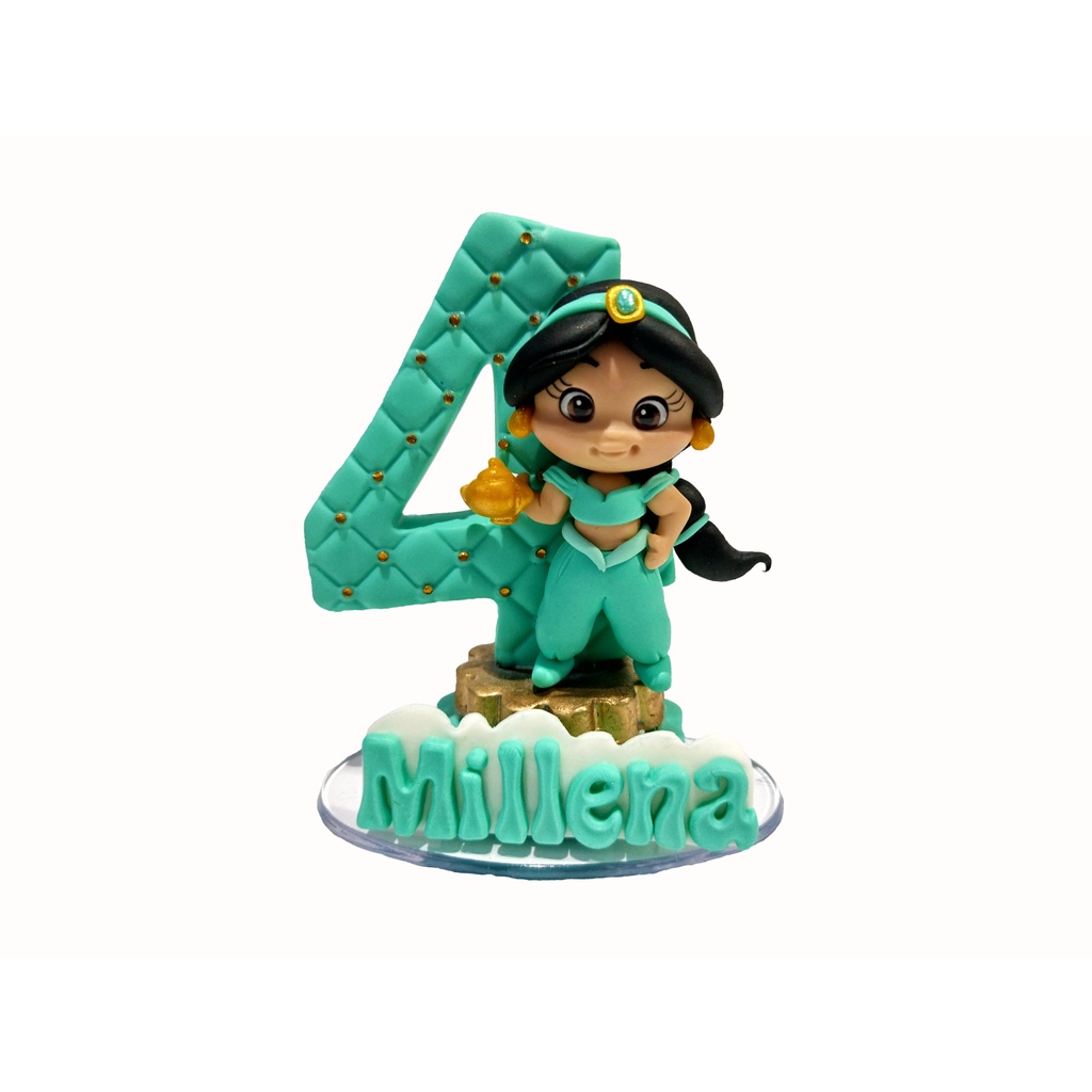 Vela topo de Bolo em Biscuit Tema Princesa Jasmine em Oferta na Shopee