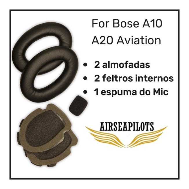 Par de Almofadas Headset Bose A10 E A20 Aviation NO BRASIL AQUI CHEGA! GRATIS Espuma do Microfone! helicóptero avião aviação