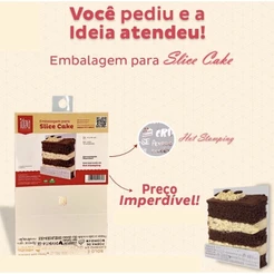 KIT embalagens bolos slice Cake 12x11 com celofane