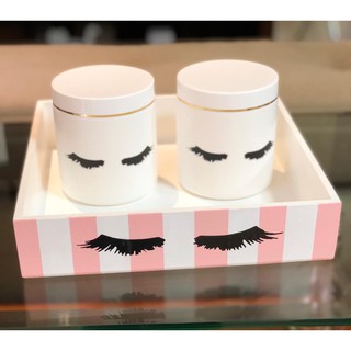 Kit Cílios com 3 Peças - Pote Algodão e Cotonete Organizador Maquiagens e Perfumes - MDF Decoração