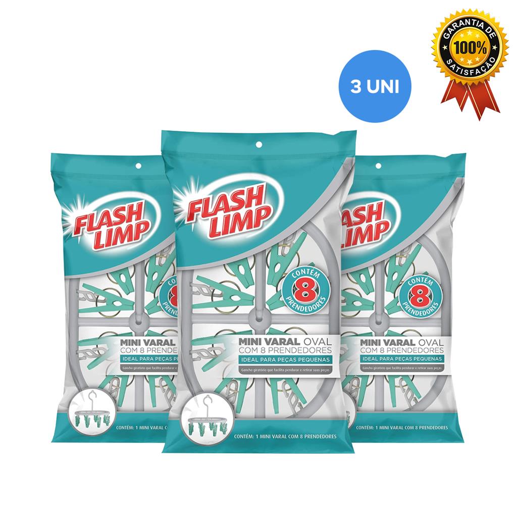 Mini Varal Oval 8 Prendedores Kit 3 Uni Peças Intimas Flash Limp em Oferta na Shopee