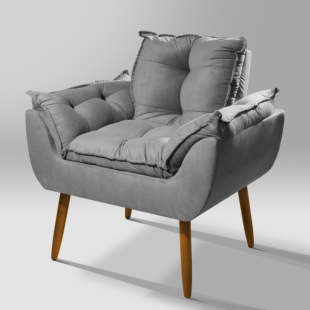 Poltrona Decorativa Opala para Recepção Cinza