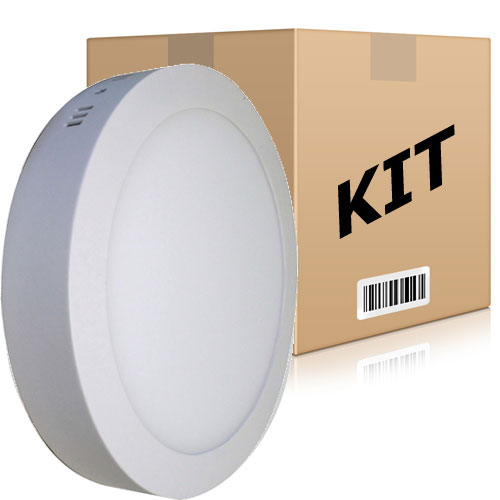 Kit 10 Painel Plafon Redondo Luminária Sobrepor Led 18w Bivolt Branco Frio