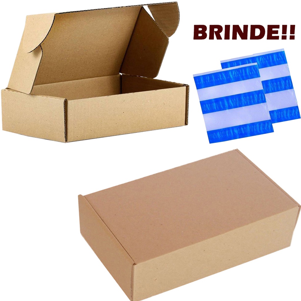 10 Caixas de Papelão 25 X 17 X 07 + Brinde 10 Awb Envelope Canguru Envio Correios Sedex Pac E-commerce