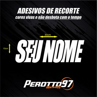 Adesivo letreiro nome personalizado 30x10 canto do parabrisa
