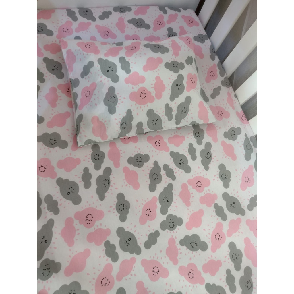 Lençol Para Berço 2 Peças Padrão Americano 100% Algodão Nuvem Estampado em Oferta na Shopee