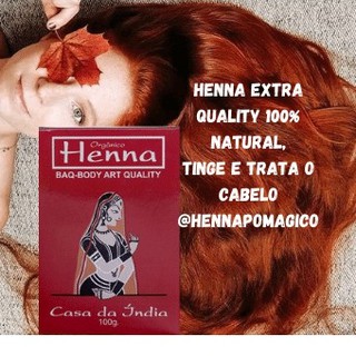 HENNA Powder BAQ 100% Natural Casa da Índia Para Cabelos (Pó Mágico Cobre)