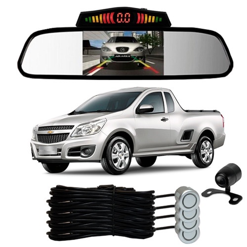 Sensor De Ré + Espelho Camera Ré Chevrolet Montana Prata em Oferta na Shopee