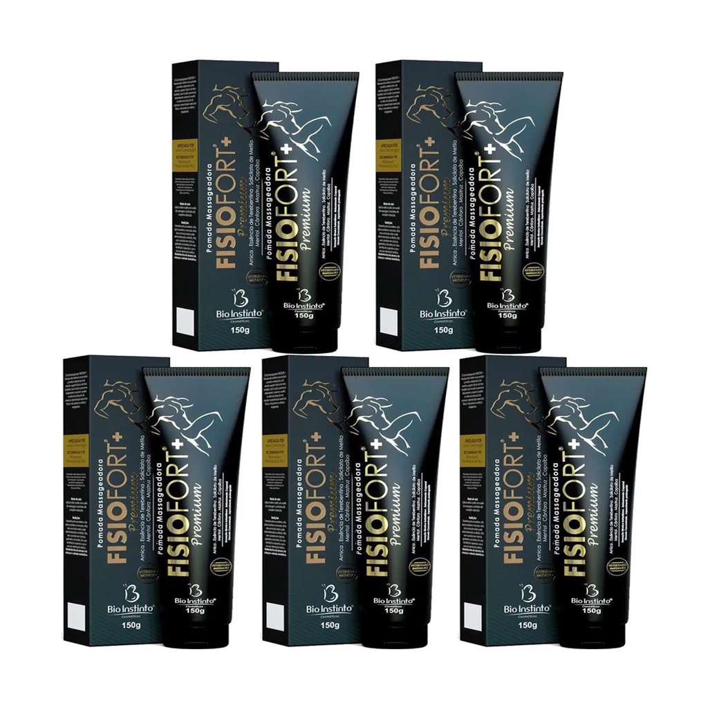 Fisiofort premium preta pomada 150g - Bio Instinto kit 5 unidades