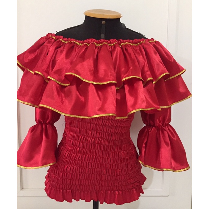 Blusa cigana com babado em cetim