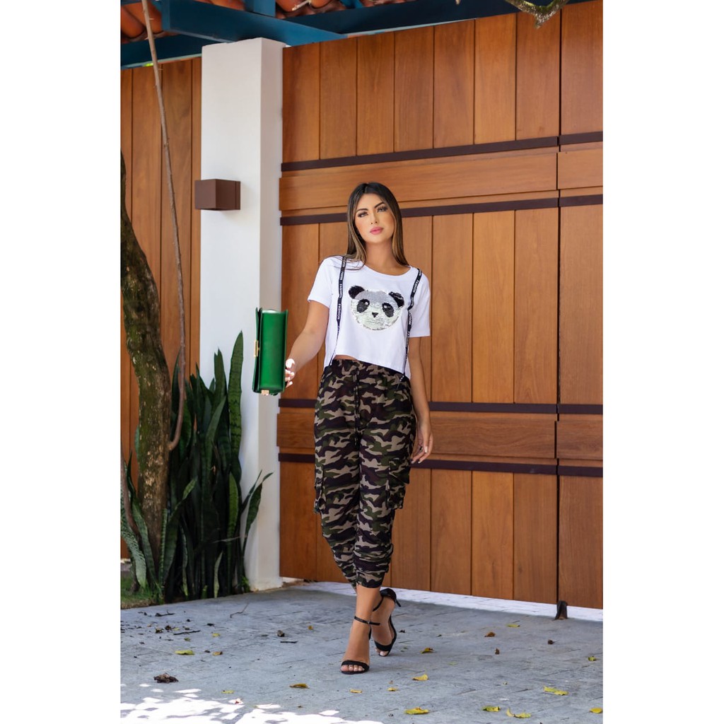 Latin Dissipation Undo Calça Jogger feminina estampa camuflada estica bem BQ15 | Shopee Brasil