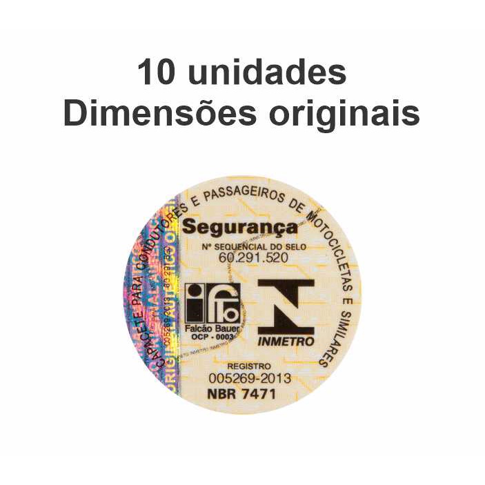 Adesivo inmetro capacete 2013 10 unidades