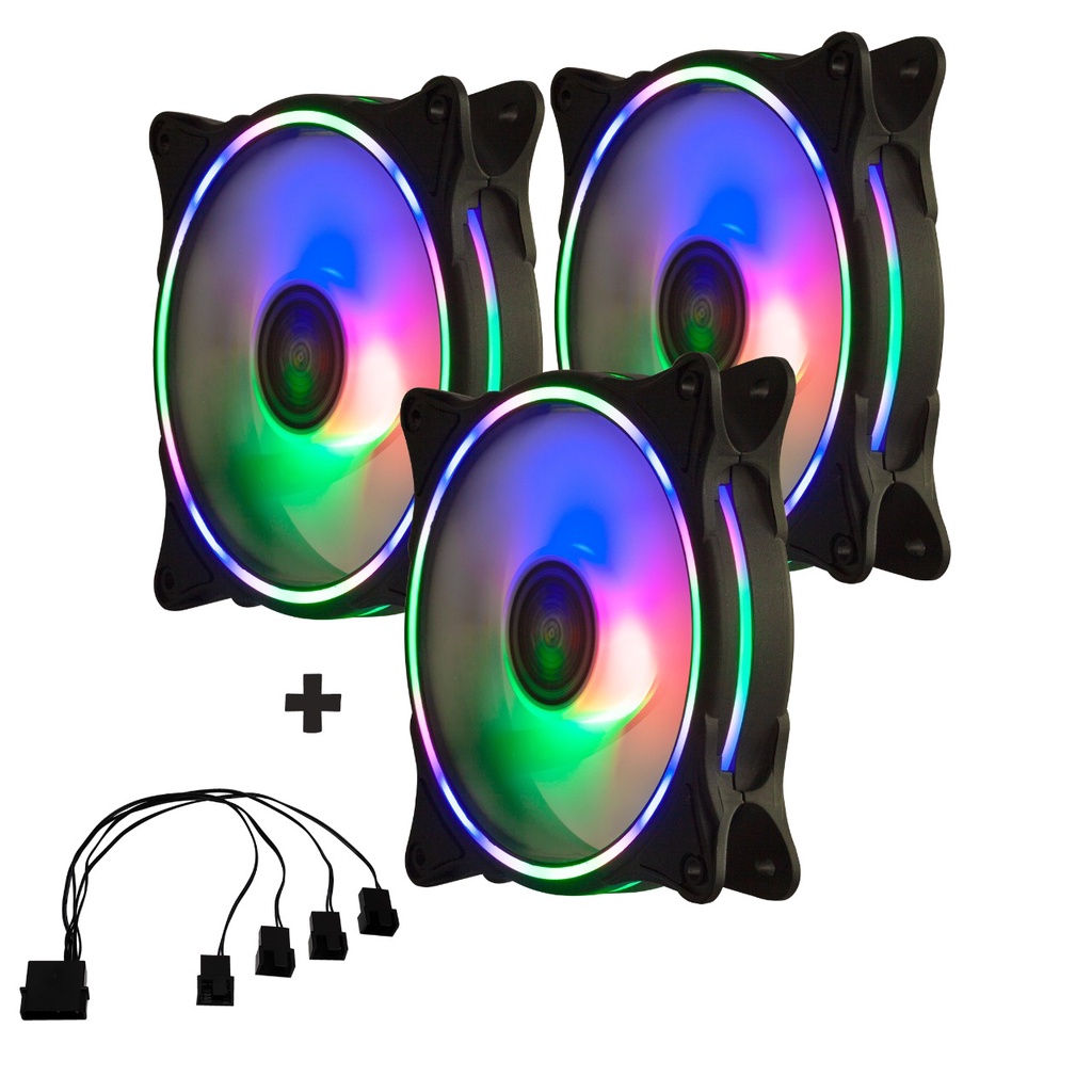 Kit 3 Cooler Fan 120mm Led Rgb Gabinete Ventoinha Gamer