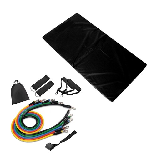 Kit Colchonete Preto + Kit Extensor Elástico 11 Peças Multifuncional Crossbend 1Fit