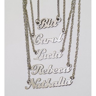 Colar com Nome Pingente Personalizado em Aço Cirúrgico Inox gargantilha corrente manuscrito