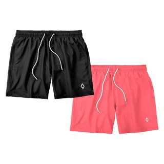 Kit 2 Shorts Resina Bermuda Praia Tactel Liso Masculino Mauricinho