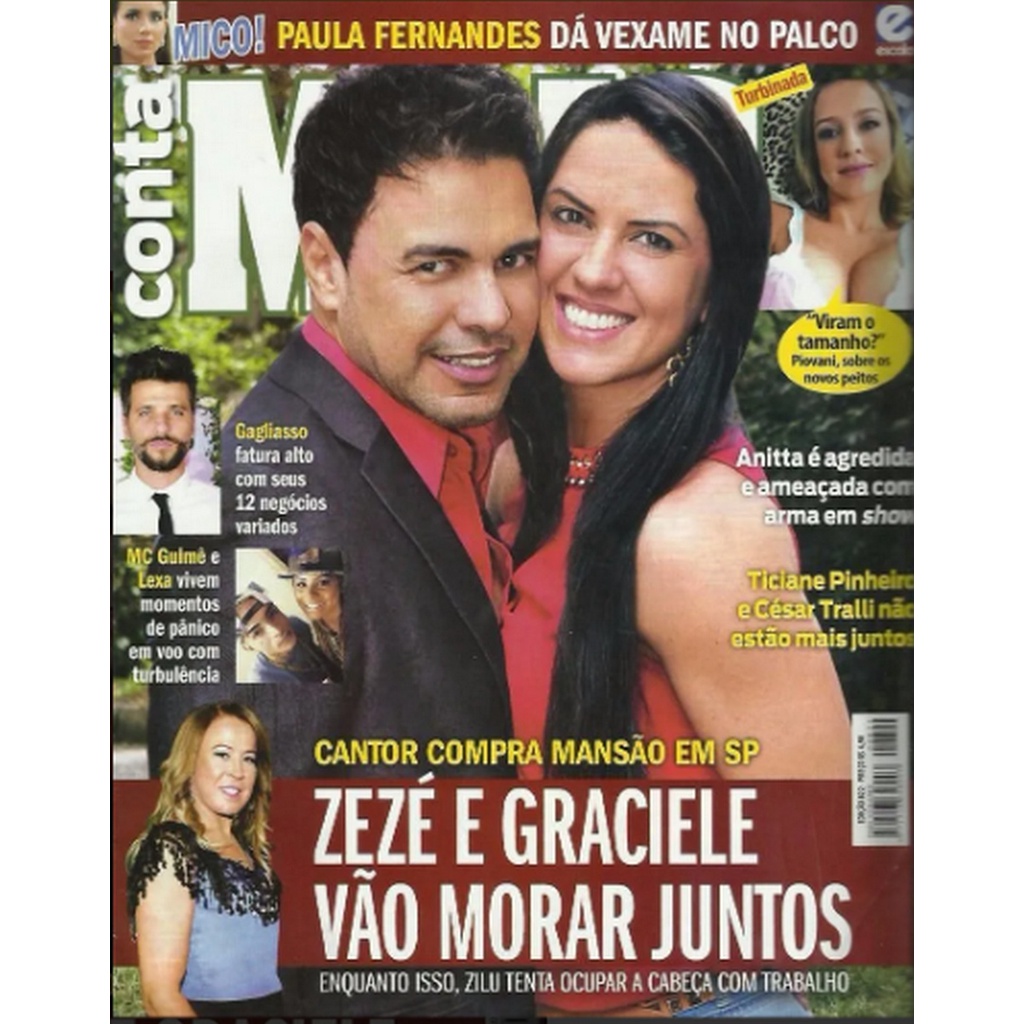 REVISTA CONTA MAIS, DE 2016, COM ZEZÉ DI CAMARGO E GRACIELE LACERDA NA CAPA.