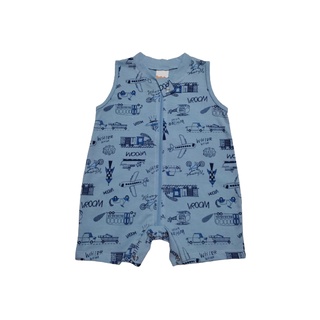 KIT 2 MACACÃO ESTAMPADO 100% ALGODÃO CURTO BEBÊ PIMPÃO COM ZÍPER MASCULINO - Banguelim