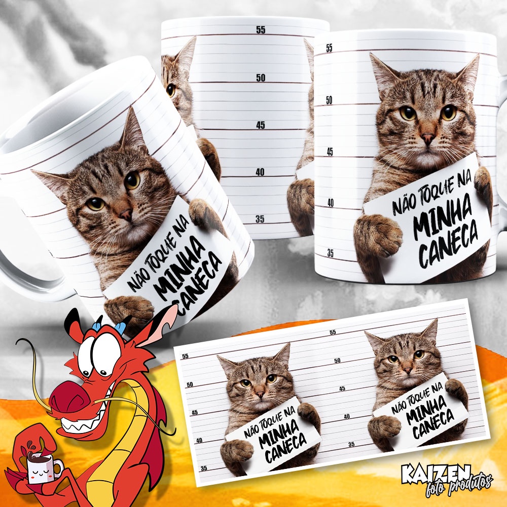 Caneca Gato - Não toque na minha caneca - Meme - Cerâmica