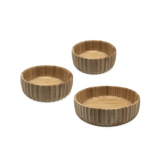 Kit 3 bowls de bambu canelados - Oikos