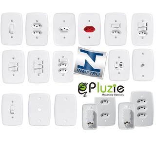 Tomada Interruptor Pluzie Ideale embutir branca Linha Completa