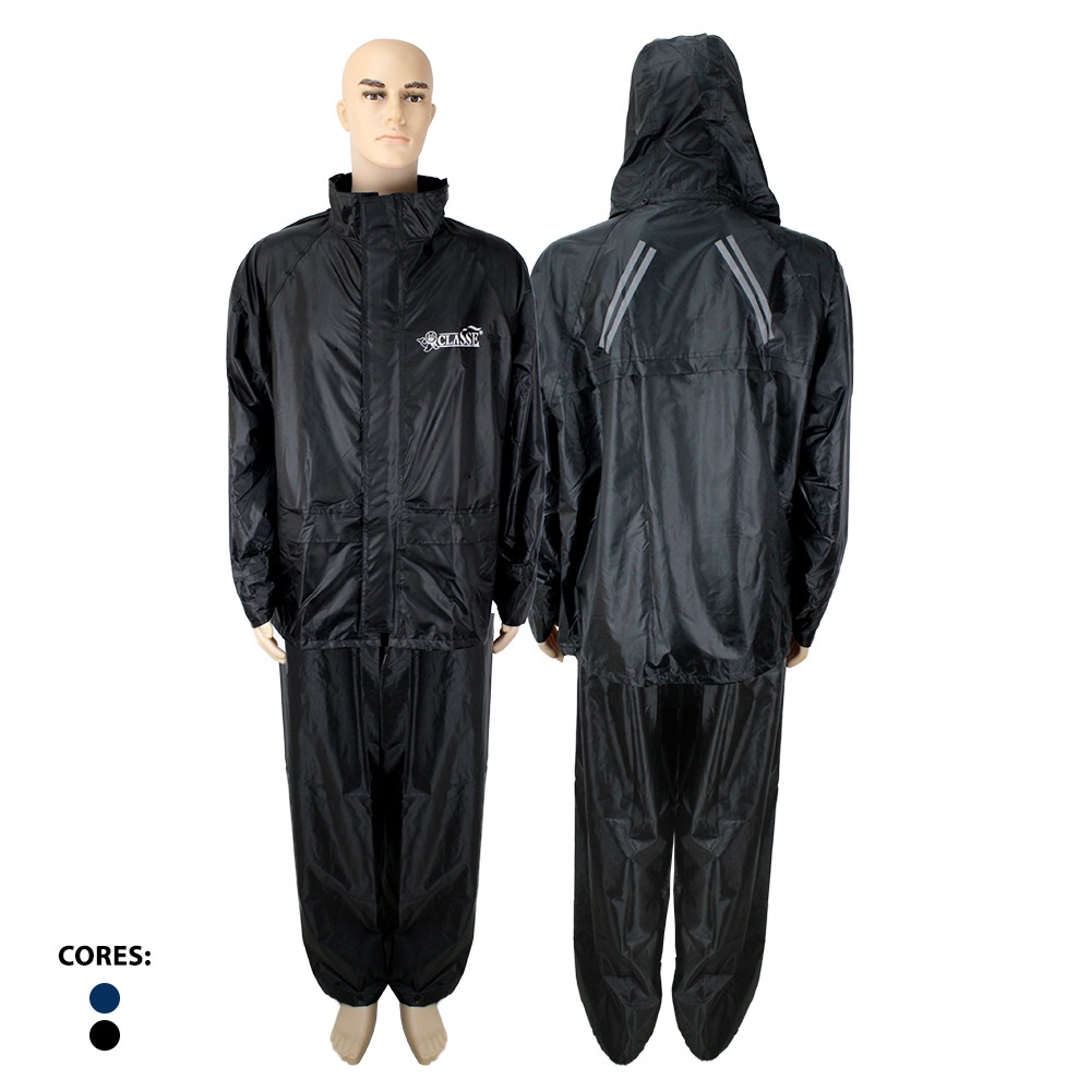 Capa de Chuva à Prova de Tempestade Conjunto Completo Para Motoqueiro Adulta Masculina Feminina com Capuz e Faixa de sinalizao