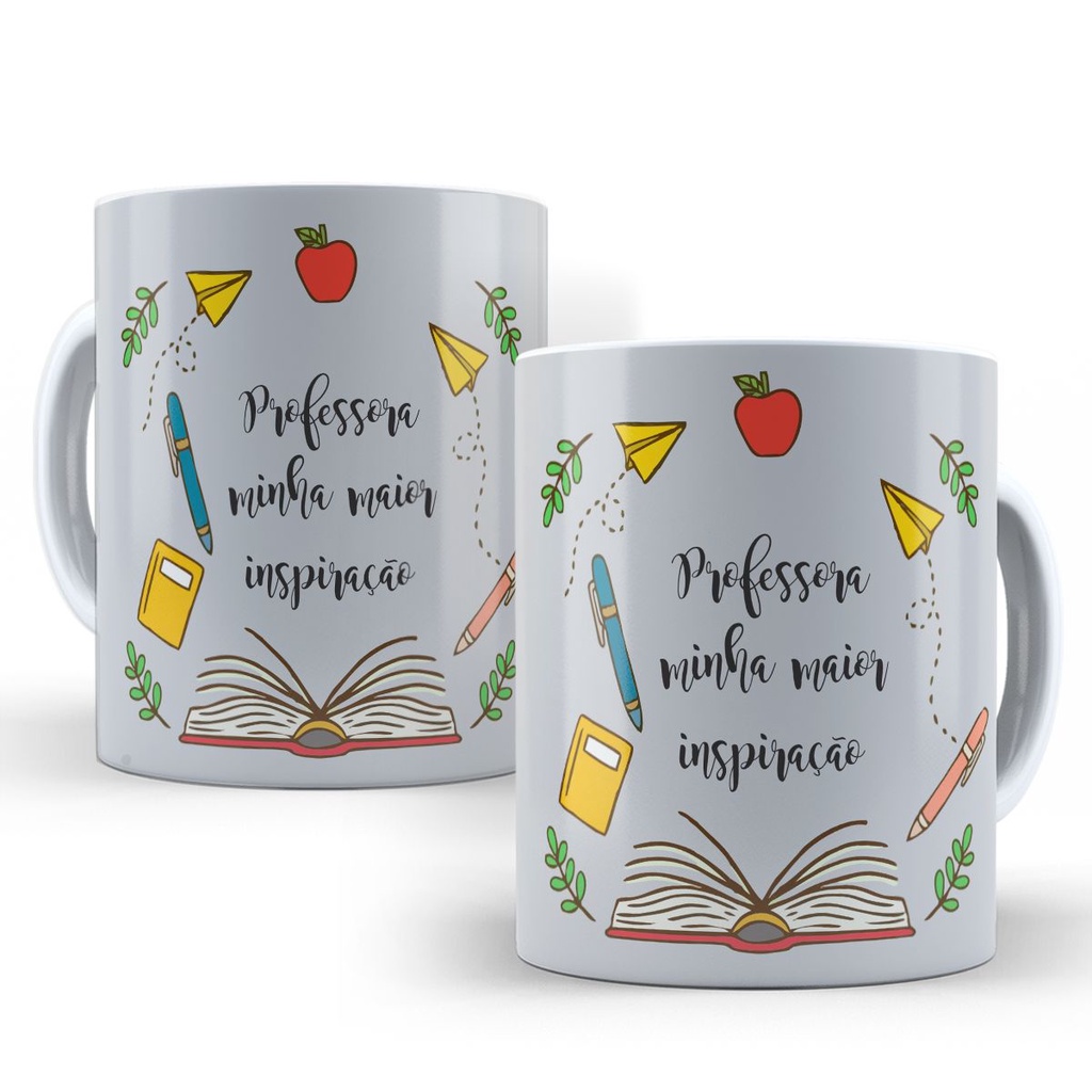 Caneca Pedagogia Personalizada Professora Professor Dia dos Professores Porcelana Letras Educação Infantil 325ml 972